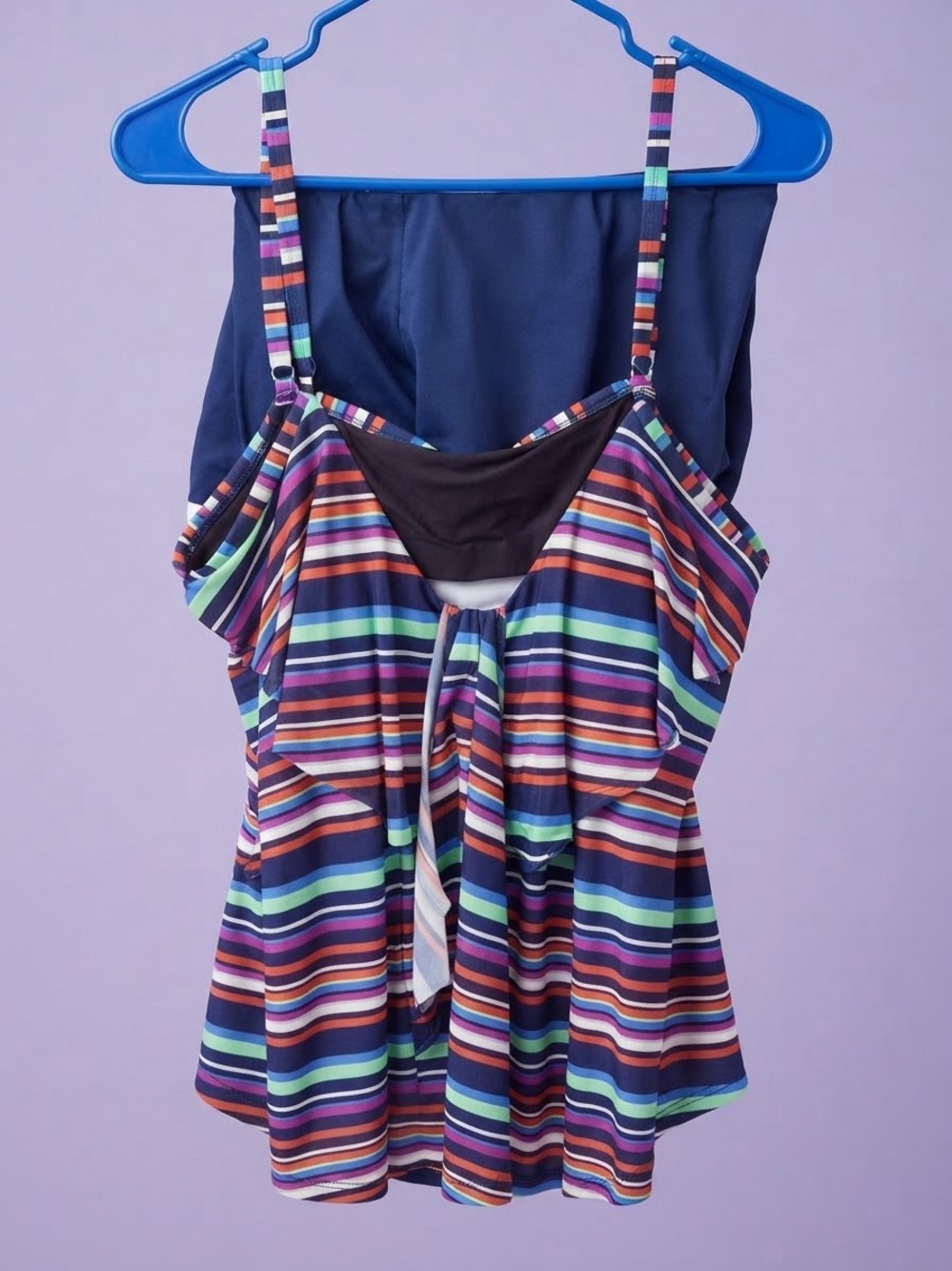 MAZU SWIM Vibrant Multi Stripe Flyaway Tankini & Bottom Set 2X
